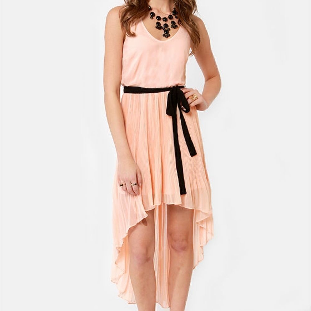Lily Rose High-Low Peach Belted Dress
